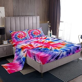 feelyou 波西米亚扎染床单套装 红色 蓝色 波西米亚吉普赛 床单螺旋